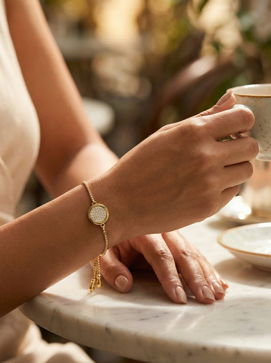 24K Gold Micro-Set Full Diamond Round Bracelet