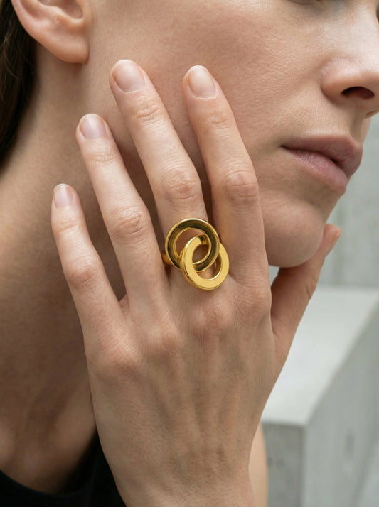 Minimalist Geometric Gilded Ring