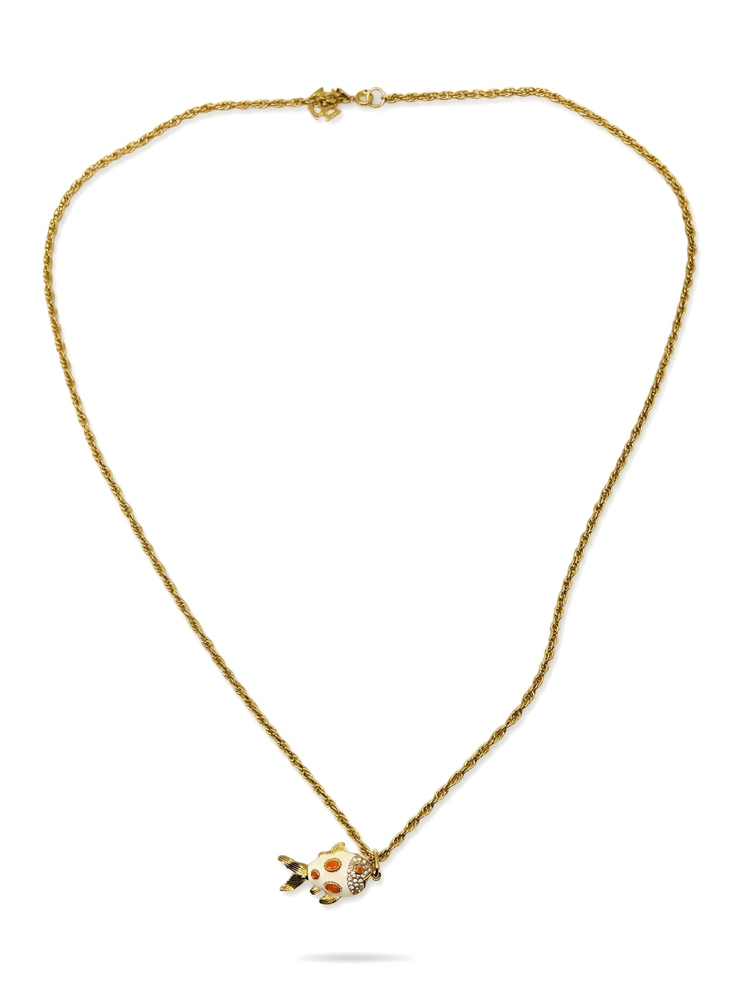 Vintage Enamel Small Goldfish Necklace