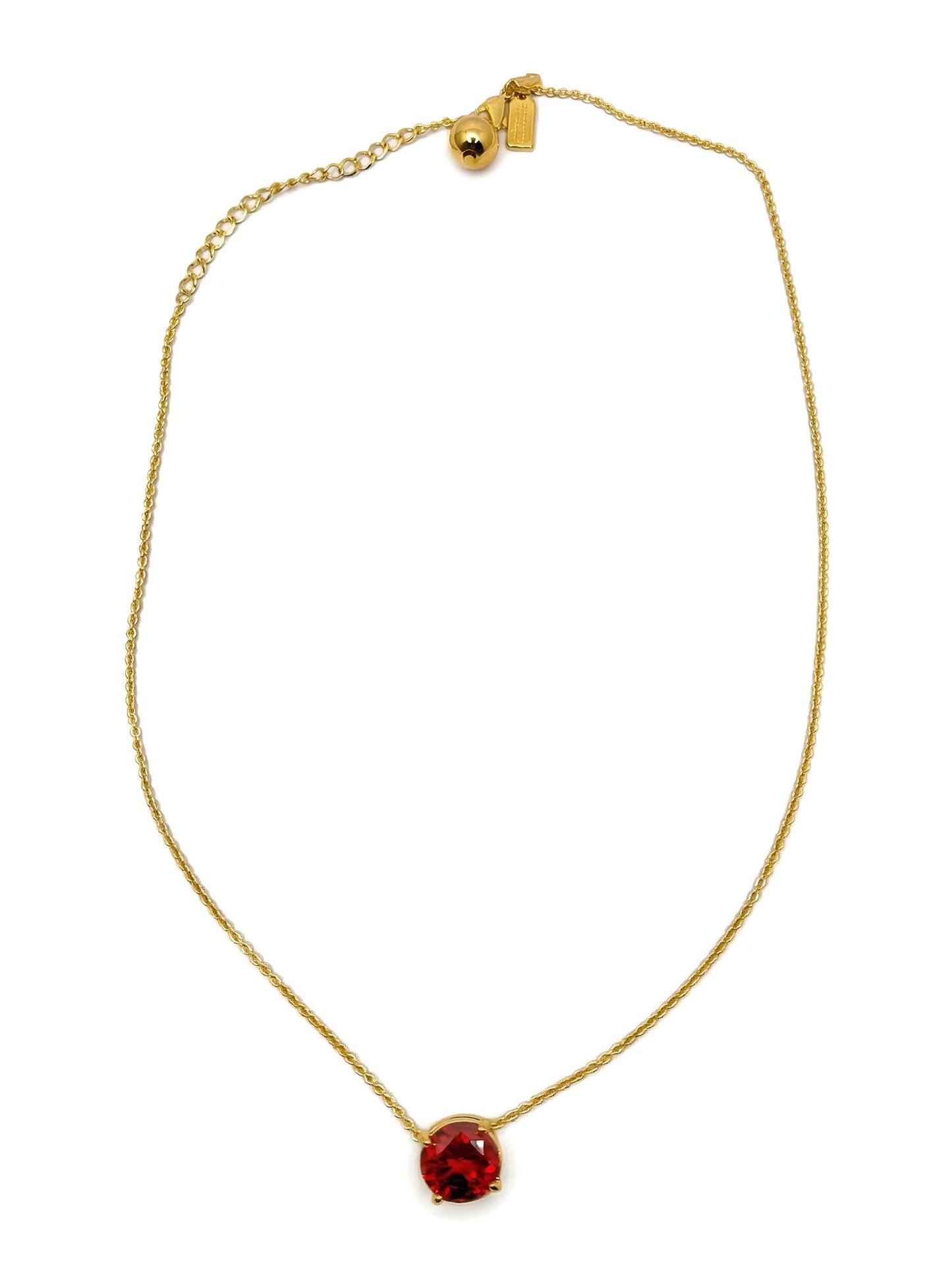 Vintage Ruby Glossy Gold Necklace