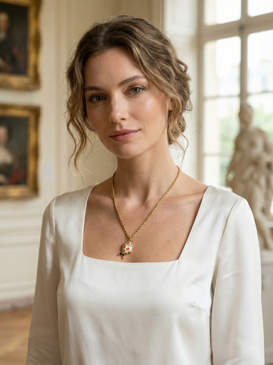 Vintage Enamel Small Goldfish Necklace