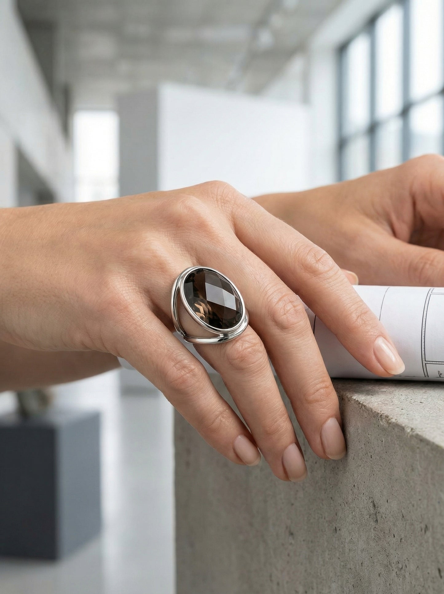 Vintage Smoky Quartz Sterling Silver Ring
