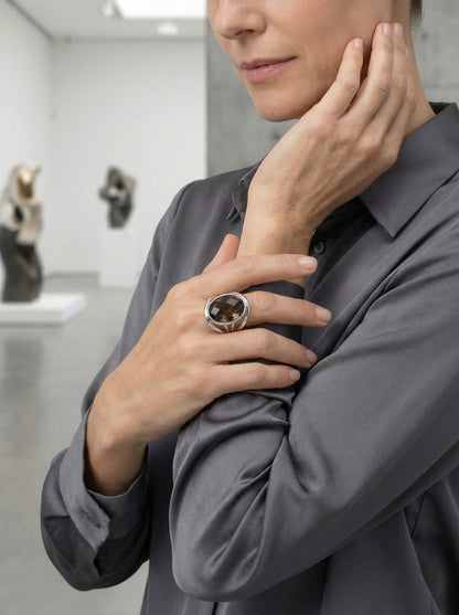 Vintage Smoky Quartz Sterling Silver Ring