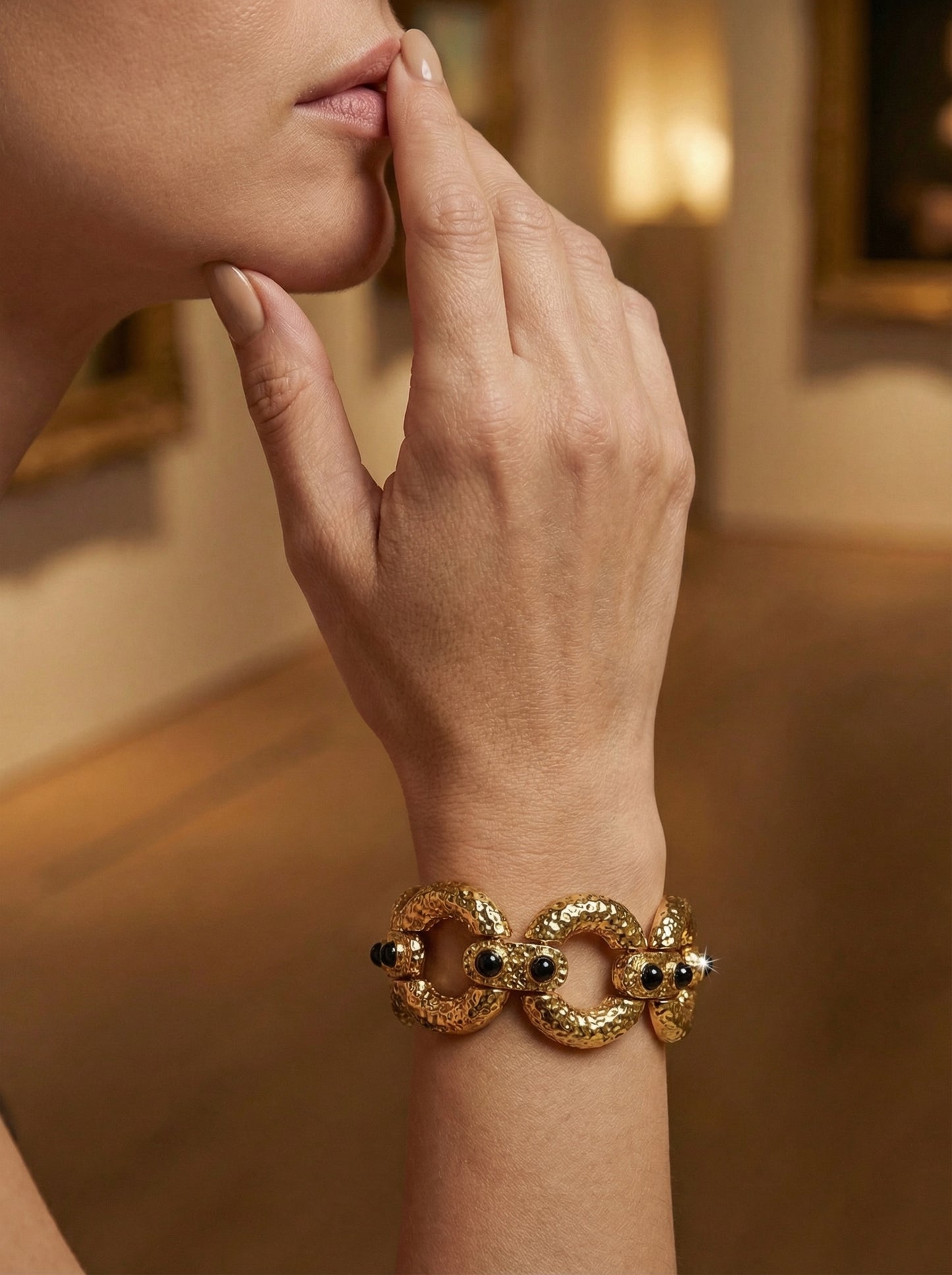 Hammered Texture Metal Chain Bracelet