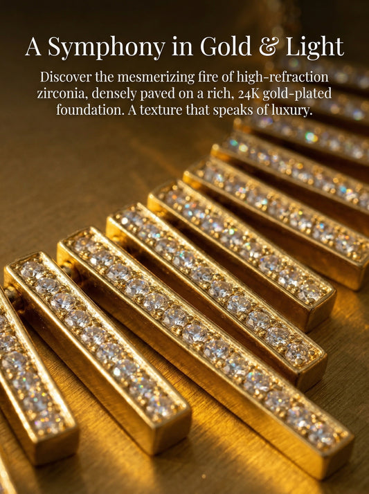 Vintage Gold Starburst Diamond Row Necklace