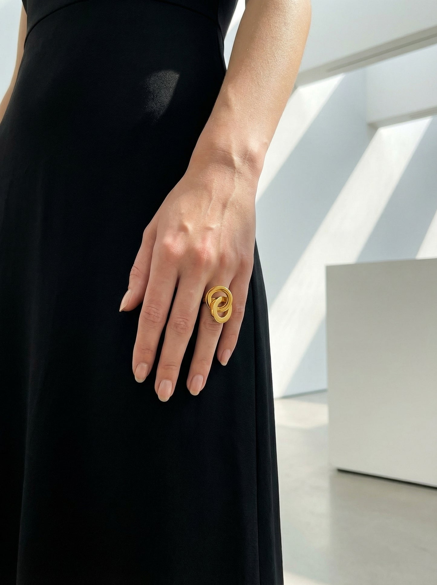 Minimalist Geometric Gilded Ring