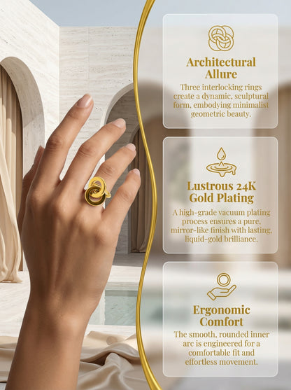 Minimalist Geometric Gilded Ring