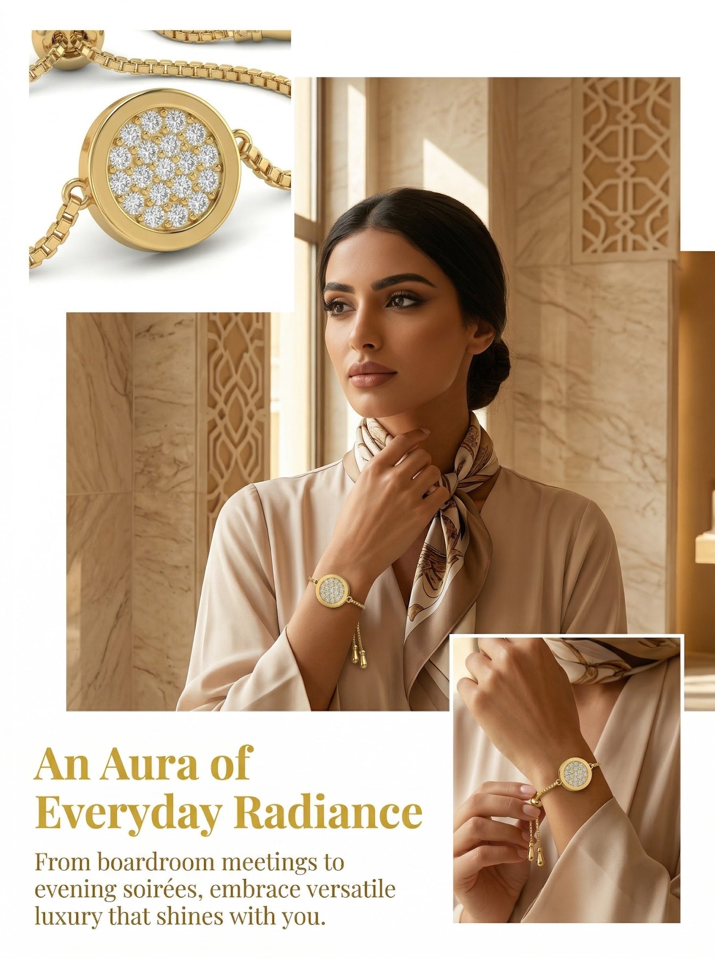 سوار دائري مُزين بالكامل بالألماس بطرق الصياغة الدقيقة من ذهب عيار 24