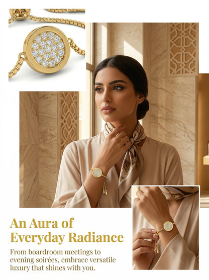 سوار دائري مُزين بالكامل بالألماس بطرق الصياغة الدقيقة من ذهب عيار 24