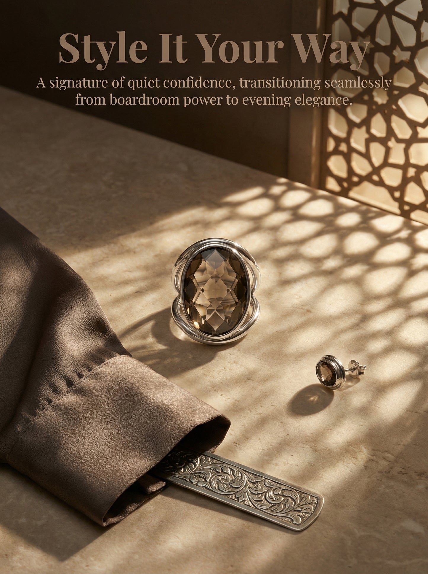 Vintage Smoky Quartz Sterling Silver Ring