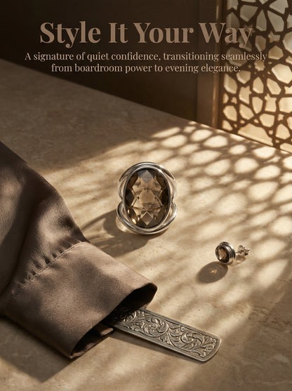 Vintage Smoky Quartz Sterling Silver Ring