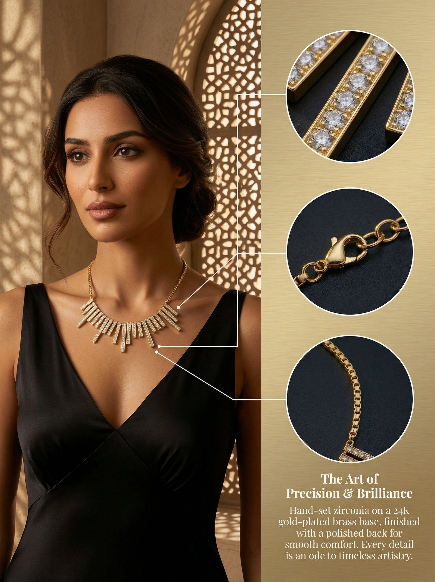 Vintage Gold Starburst Diamond Row Necklace