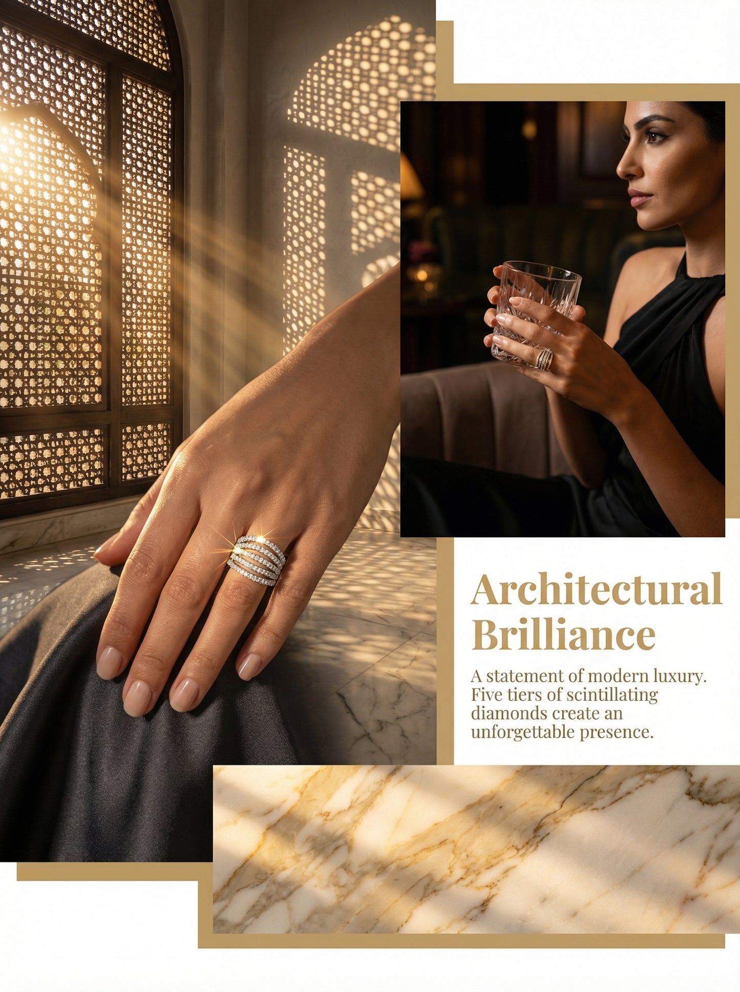 Brilliant Five Diamond Row Ring