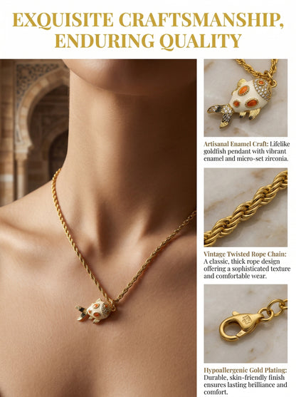 Vintage Enamel Small Goldfish Necklace