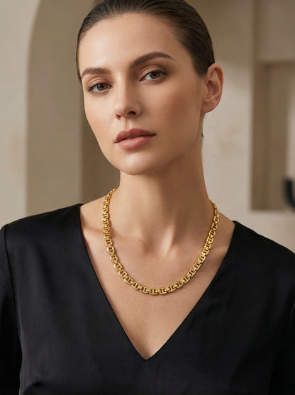 Anchor Chain Pattern Flat Necklace