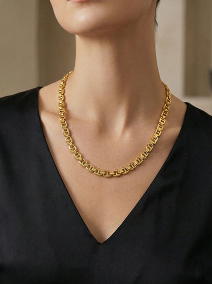 Anchor Chain Pattern Flat Necklace