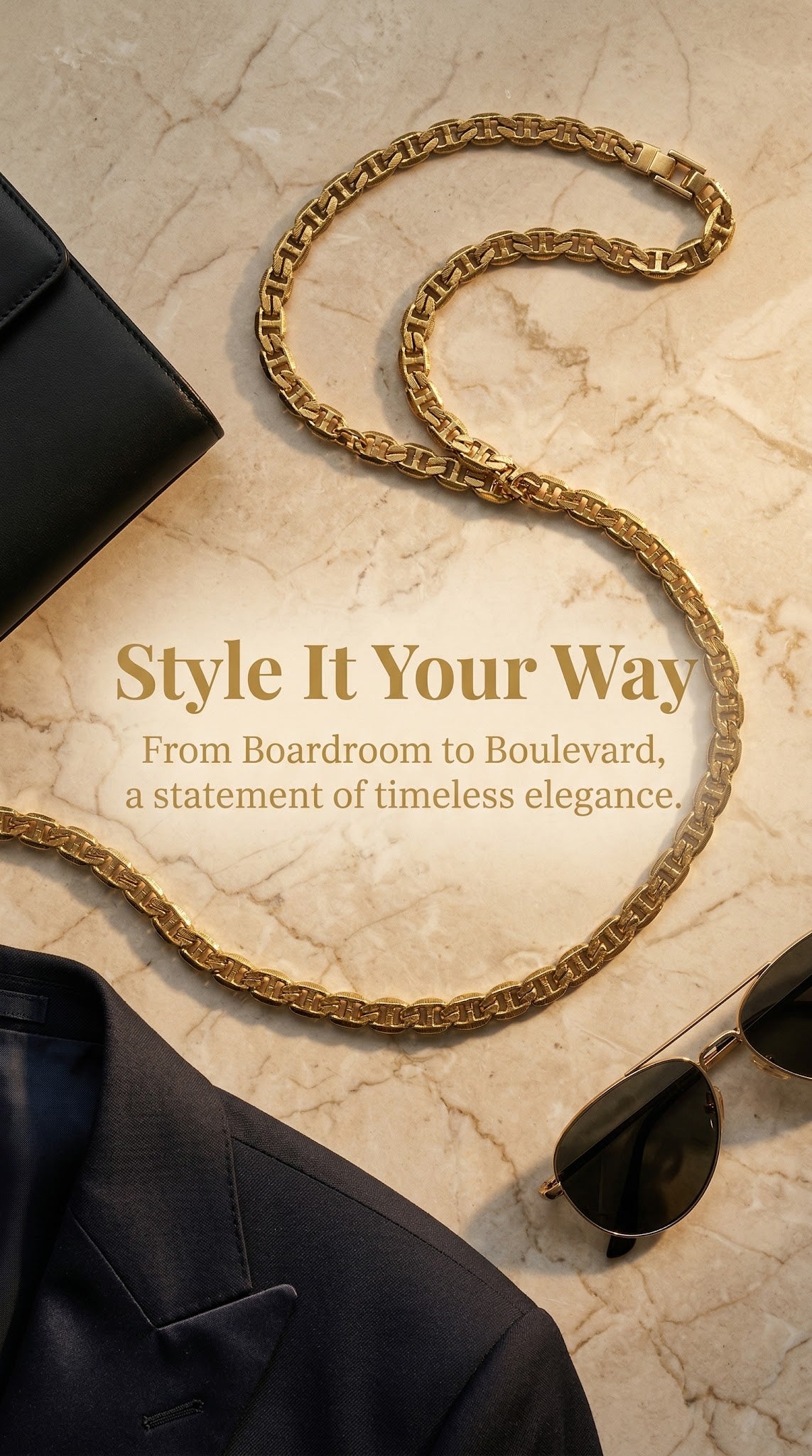 Anchor Chain Pattern Flat Necklace