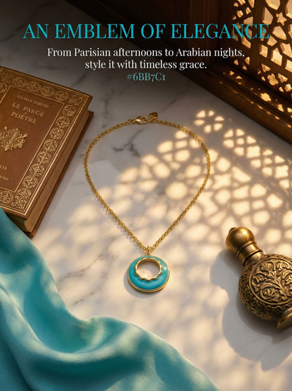 Enamel Glaze Circular Pendant Necklace