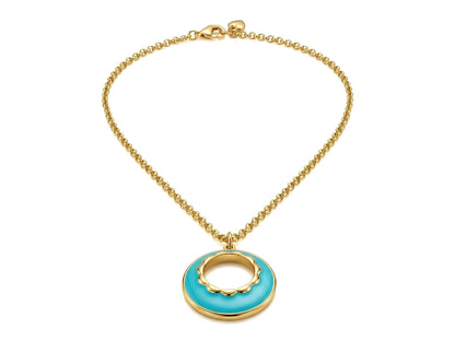 Enamel Glaze Circular Pendant Necklace