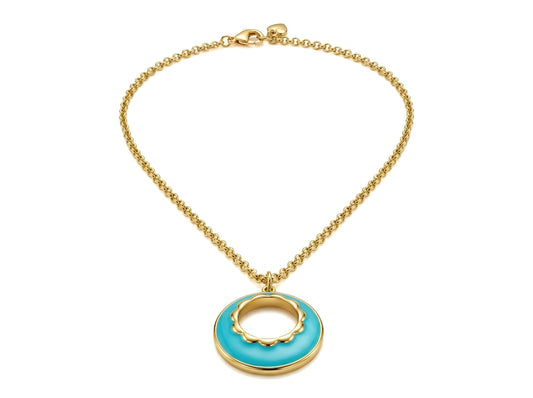 Enamel Glaze Circular Pendant Necklace