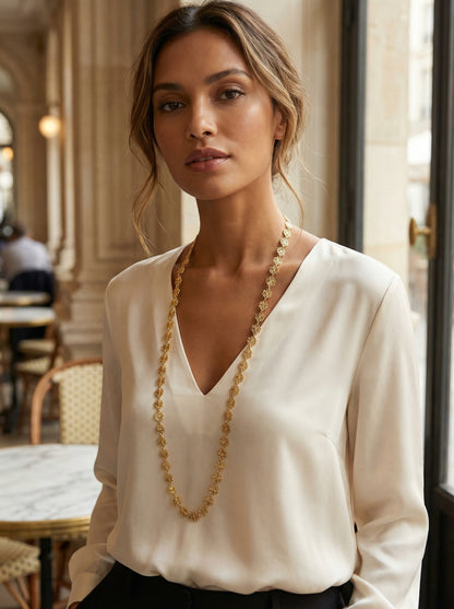 Vintage Hollow Floral Gold Necklace