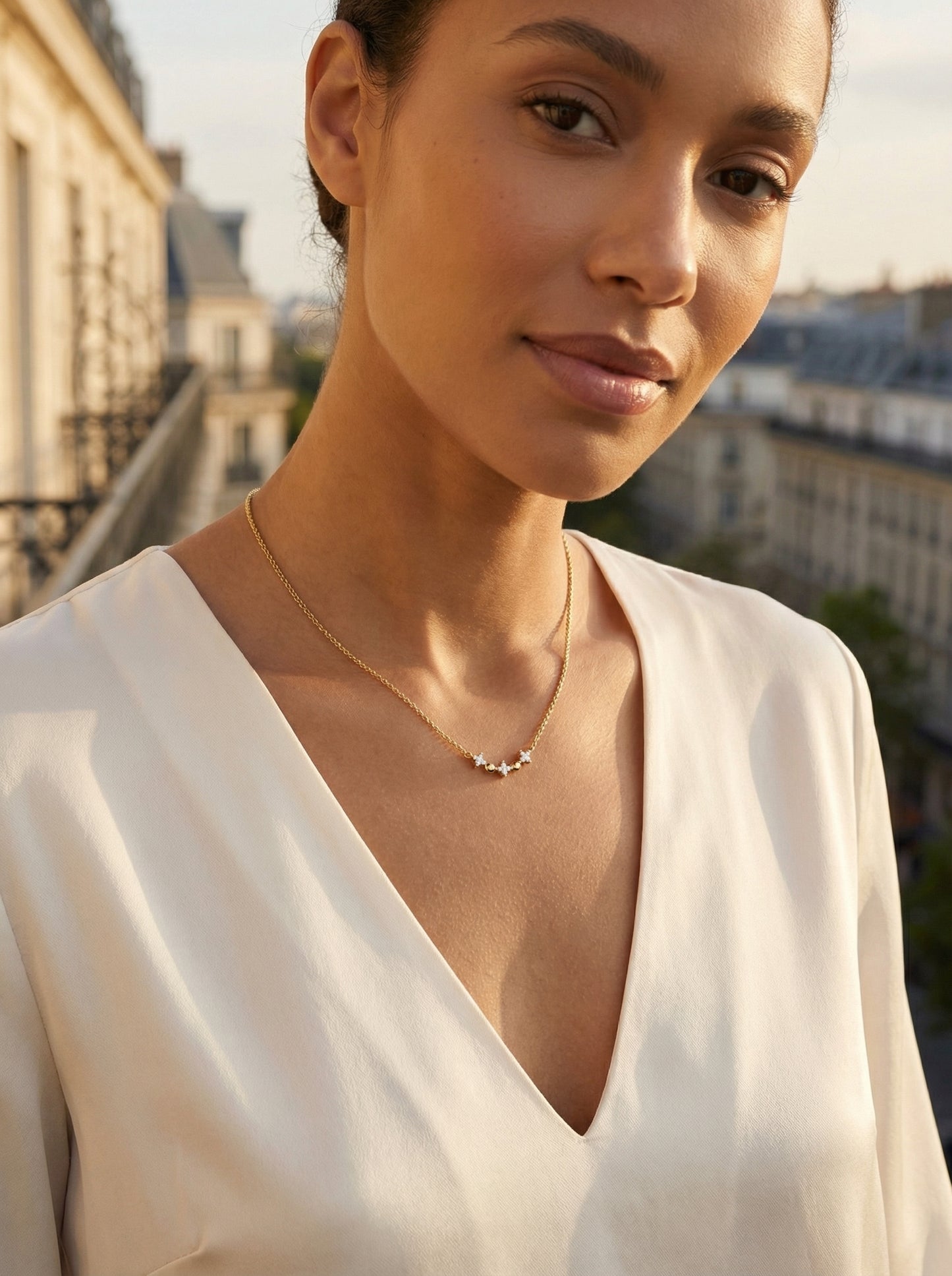 Starlit Radiance Gold-Plated Clavicle Necklace