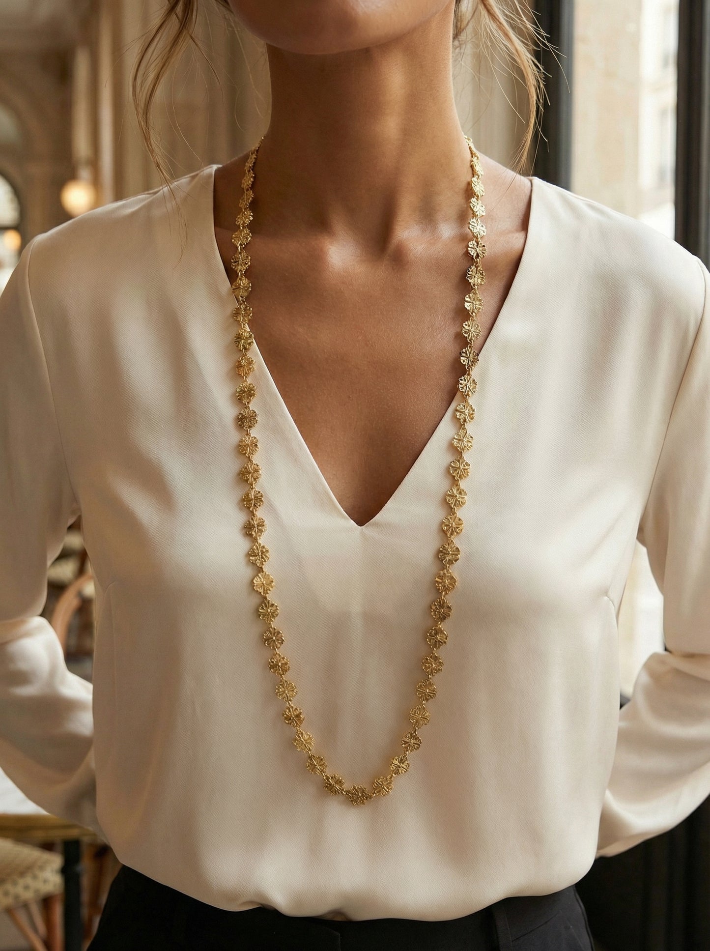 Vintage Hollow Floral Gold Necklace