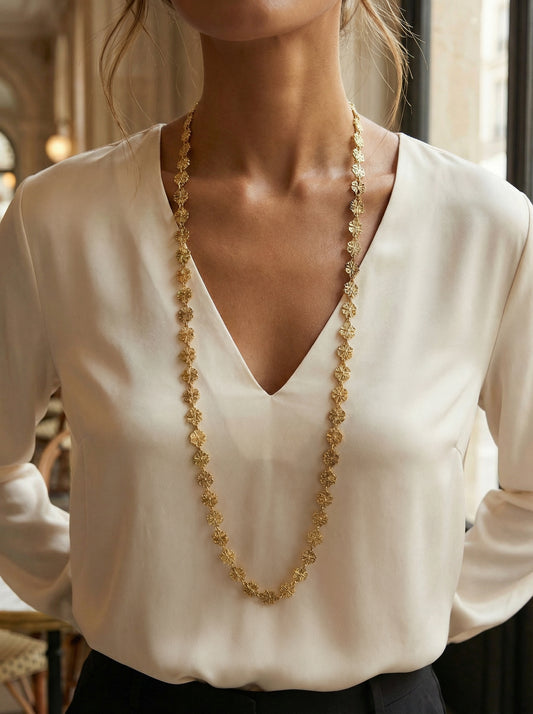 Vintage Hollow Floral Gold Necklace