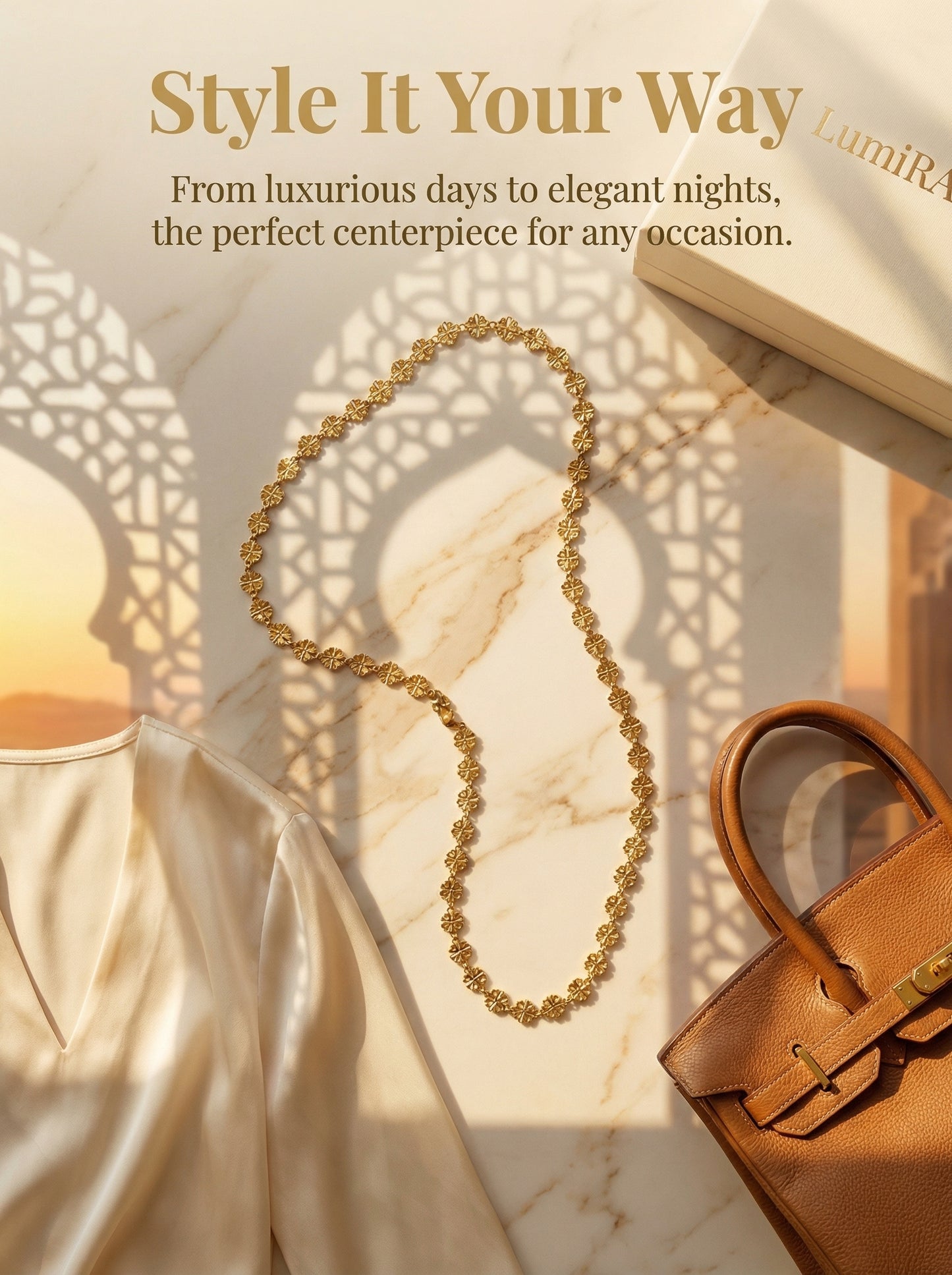 Vintage Hollow Floral Gold Necklace