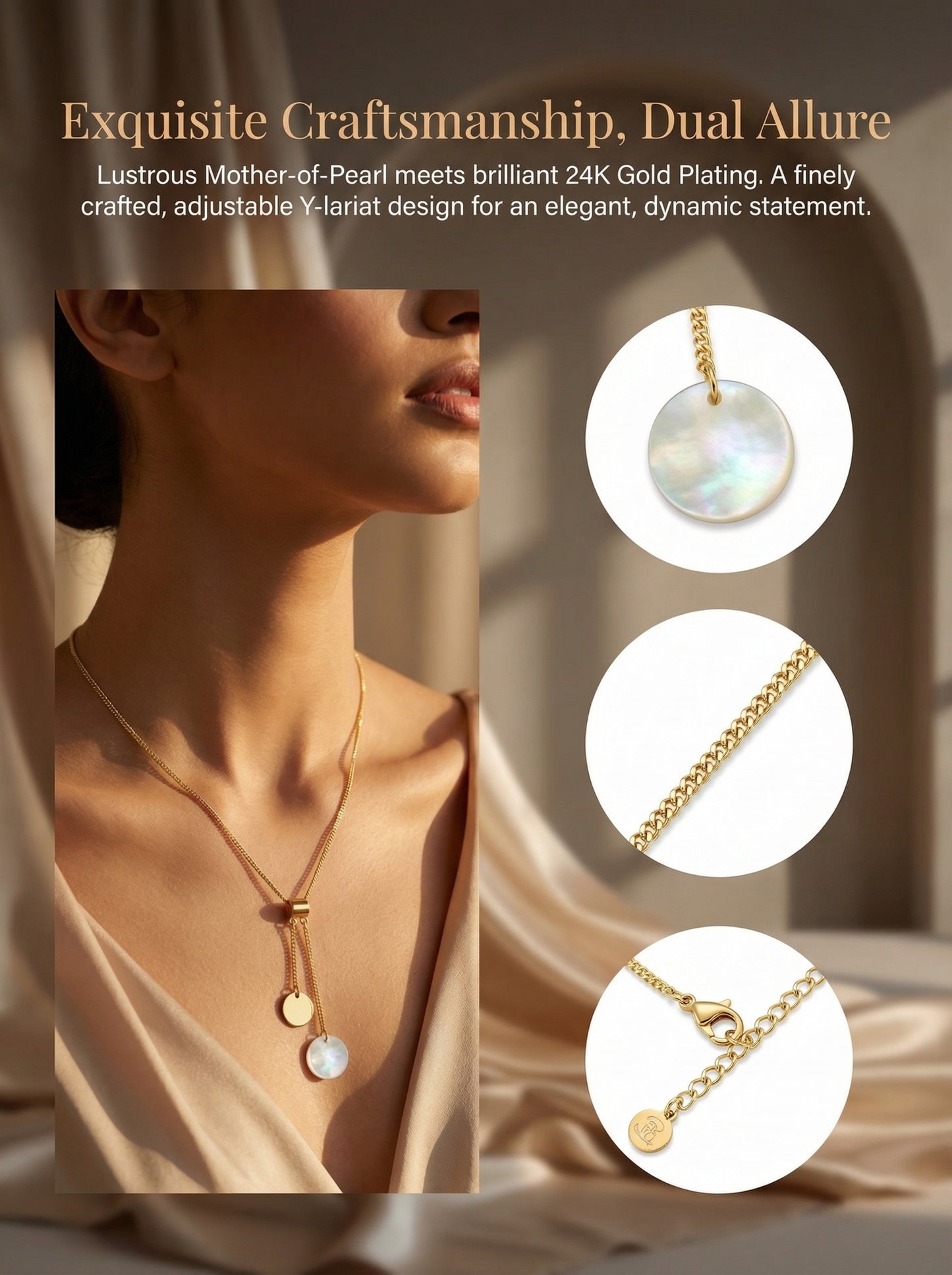 Gold Double Pendant Y-Shaped Clavicle Necklace