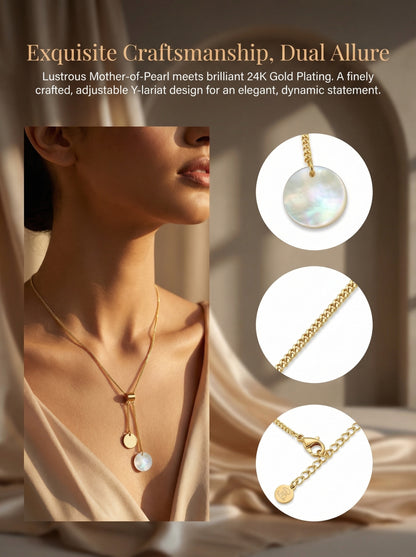 Gold Double Pendant Y-Shaped Clavicle Necklace