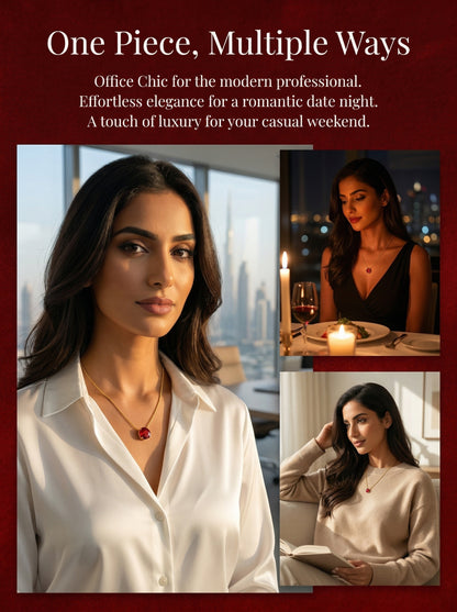 Vintage Ruby Glossy Gold Necklace