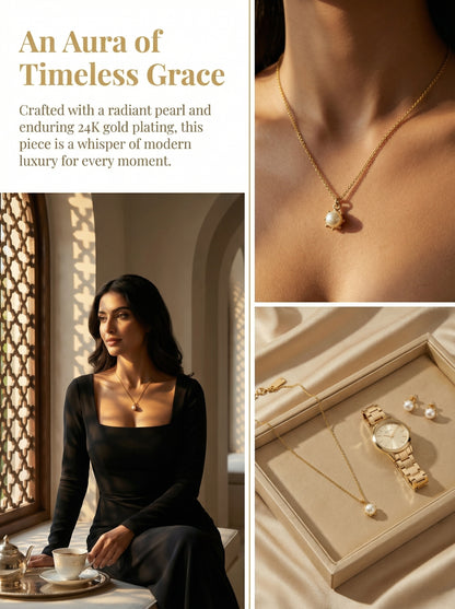 Pearl Pendant Gold Thin Chain Necklace