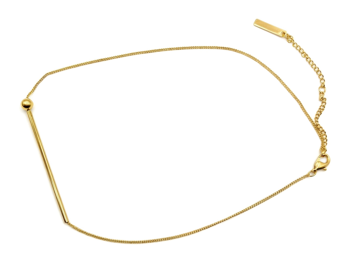 Geometric Gold Long Strip Bead Necklace